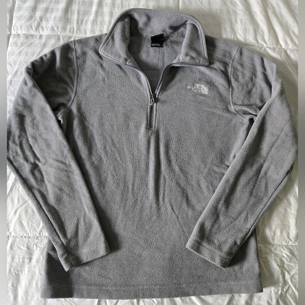 The North Face Grey Fleece Quarter Zip, Mens SMALL